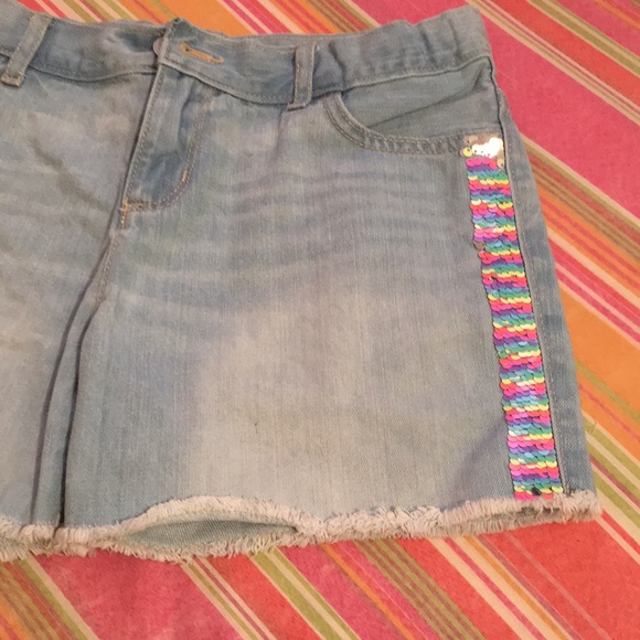Girls rainbow sided sequence shorts - Picture 2 of 5